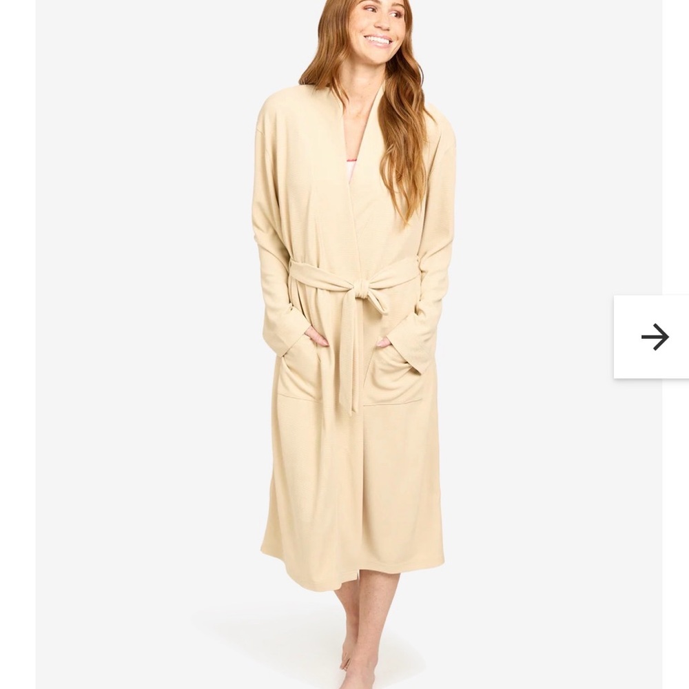 Linen & Dot Cream Waffle Knit Robe - Picture 5 of 11